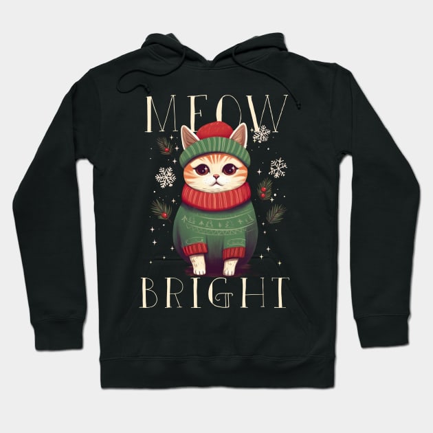 MEOW BRIGHT CUTE CHRISTMAS SWEATER CAT Hoodie by rraynerr
